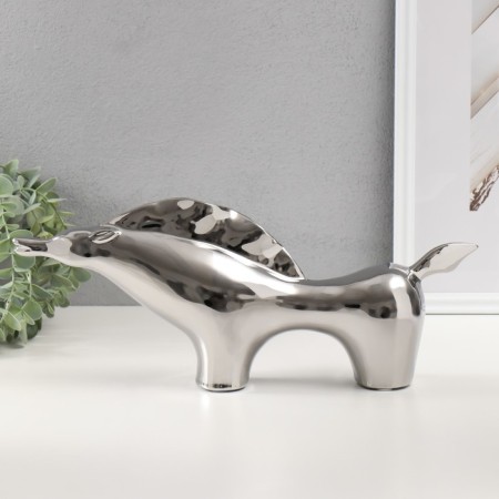 Souvenir ceramics "Purposeful horse" silver 7x39.5x17 cm-3