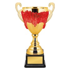 Cup with a metal bowl, plastic base, h = 44 cm, gold color, red