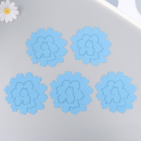 The workpiece of Foamiran "Flower Curly" 10x9.5 cm set 5 pcs. Ribbed bright blue-3