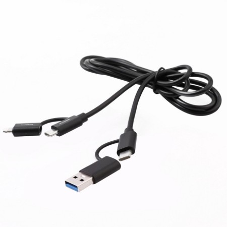Cable 4 in 1 Ergolux ELX-CDC07-C02, USB-Type-C/ Type-C/ Lightning, 5A, 1.2M, Black-2