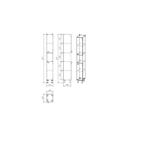 Bathroom Punnel "Vega 2400" White, 24 x 30 x 181 cm-8