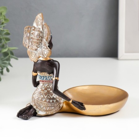Souvenir Polystone stand "African in the headdress-leader" MIX 18.5x20.5x13 cm-3