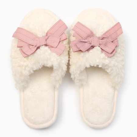 Women's slippers with an open nose, size 36-37, pink bow-3