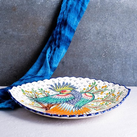 Frog oval fever bird Rishtan ceramics 42cm