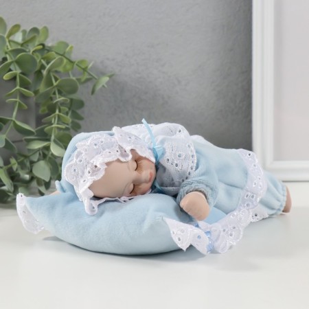 Musical Mechanical Doll "Sleeping on the pillow" Blue, moves 13.5x19.5x8 cm 104624-3