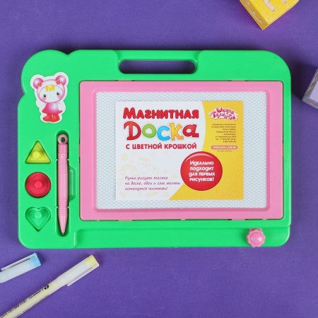 Magnetic board with colored crumbs, 3 stamps included, MIX color