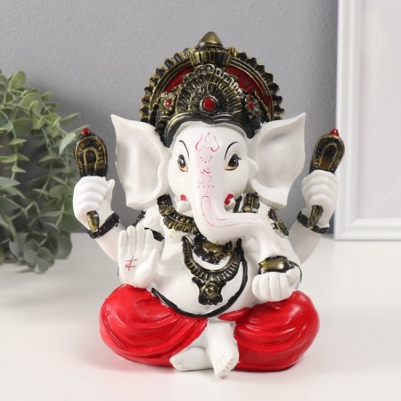 Polystone souvenir "Ganesha beige, in red trousers" 12x17.5x21 cm