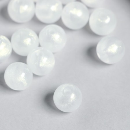 Plastic beads "White balls with sparkles" glow in the dark 20 g d = 1.2 cm