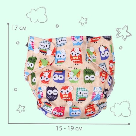 Reusable diapers "Owls", 3-15 kg, crush me-3