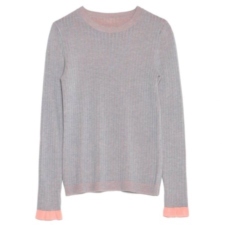 Female jumper in a rubber with ruffles CONTE ELEGANT, size XS, color Light Grey-Peach-3