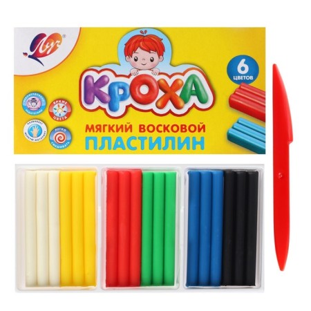 Soft plasticine (wax), 6 colors, 90 g, "crumb", with a stack-1