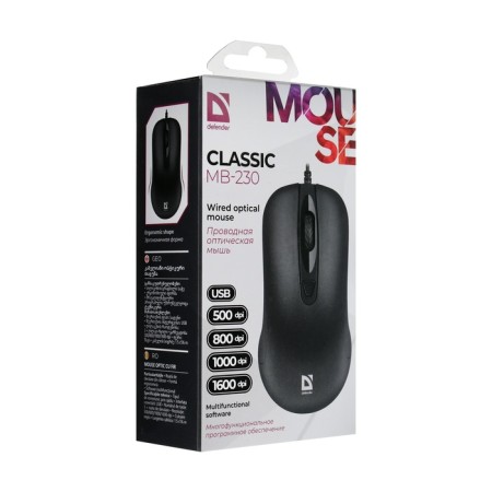 The mouse Defender Classic MB-230, wired, optical, 1600 dpi, 3 buttons, black-6