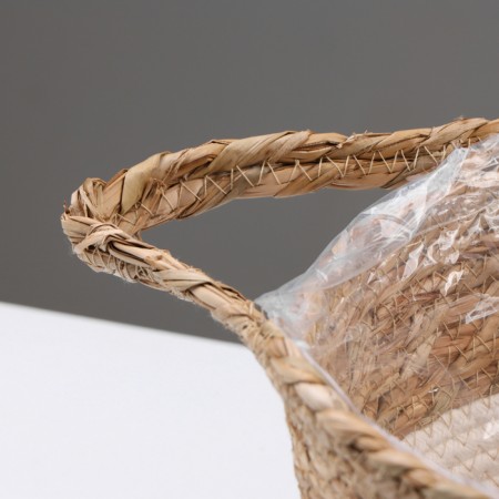 Kashpo wicker "Tanzania" with a pen, 25.5x25.5x23 cm, natural, white-2
