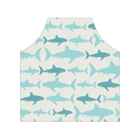 Apron of a kitchen with a photo print "Sharks are circling", adjustable, size OS-2