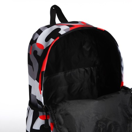 School backpack from textiles on lightning, 3 pockets, red color-5