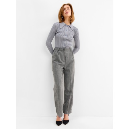 Women's pants with pincines minku: Modern Classic color dark gray, river 44-1