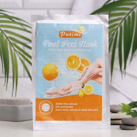 Exfoliating mask-cuts for the legs based on orange, universal size, 1 pair-1