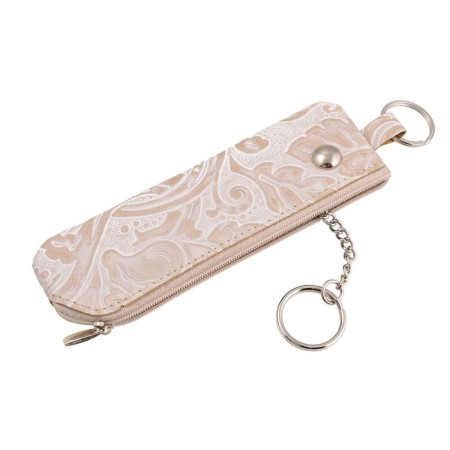 Key of zipper, ring, beige color