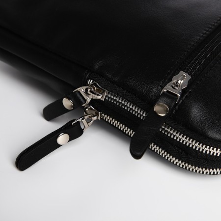 Male bag, textura over the shoulder, genuine leather, black color-4