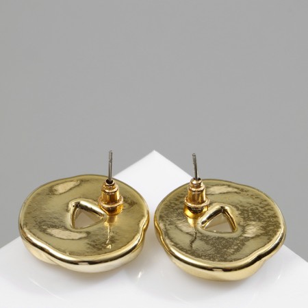 Earrings plastic "Circle" with bends, color gold-2