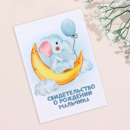 The folder for the birth certificate "Elephant" Blue Tone, A5