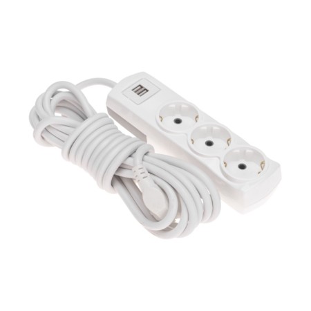 Extension cord Premium 3 nests, 5m, 3x1.5mm², s/h, 2 usb, white rexant