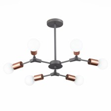 Ceiling EVOLUCE lamp. Sle106403-06. Palare. 6x60 watts, E27, 60x60x35.5 cm, gray color, pink gold