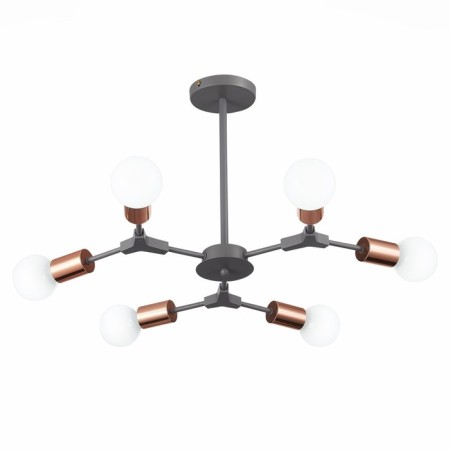 Ceiling EVOLUCE lamp. Sle106403-06. Palare. 6x60 watts, E27, 60x60x35.5 cm, gray color, pink gold