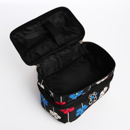 Cosmetic bag, 2 parts on zippers, black color-2