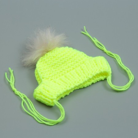 Knitted hat for dogs, with pompom, m-l (head volume 28 cm, height 9 cm), mix-3