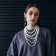 Beads "Pearl cascade", 5 threads, beads No. 8, 12, 14, milk color in silver, 70 cm