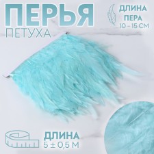 Braid with feathers of a rooster, 10-15 cm, 5 ± 0.5 m, mint color