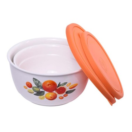 A set of 2 ceramic salad bowls with silicone covers, 1.2/2.2 l-1