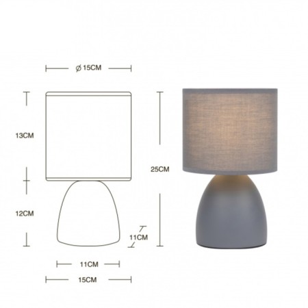 Rivoli Nadine 1he14 table lamp, 40 watts Gray ceramics with lampshade-6