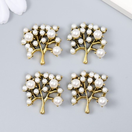 Decor for creativity Metal, plastic "Pearl tree" set 4 pcs for bronze 2.4x2.2 cm-2