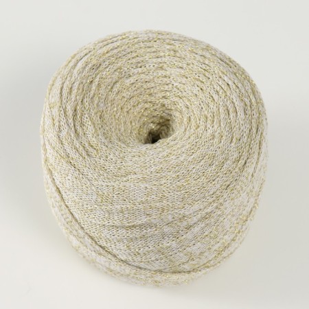 Knitted yarn "Ribbon" with Lurex 85m/170 ± 5 g (white, lurex: gold)-1