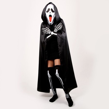 Carnival costume "Halloween Black", raincoat 120 cm, mask, golf, gloves-2