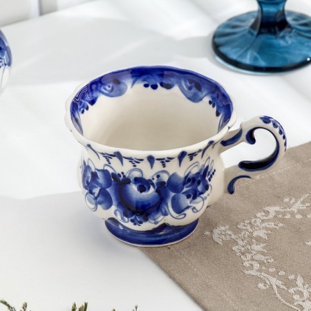 Tea pair "Tent", gzhel, porcelain, 9x15 cm-4
