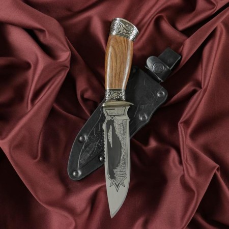 Caucasian knife, tourist "Viking" with scabbard, guard, steel - 40x13, 14.5 cm-5