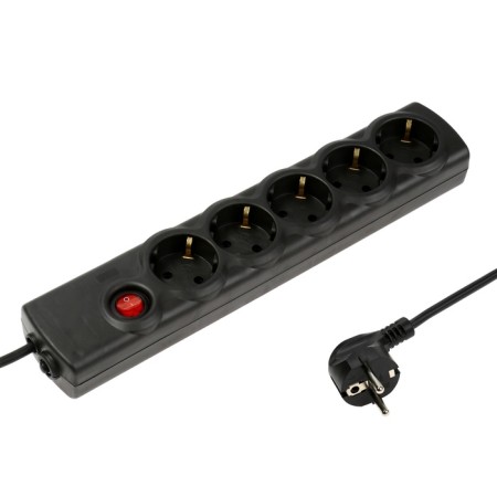 Luazon Lighting network filter, 5 outlets, 3 m, 2200 W, 3x0.75 mm2, 10 A, 220 V, with a fuse, black-2