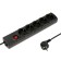 Luazon Lighting network filter, 5 outlets, 3 m, 2200 W, 3x0.75 mm2, 10 A, 220 V, with a fuse, black