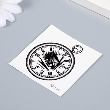 Tattoo on the body Black "View of Time" 6x6 cm-1