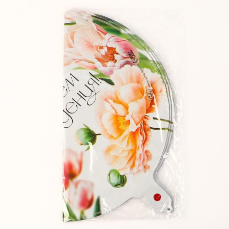 Foil ball 18 "Happy birthday, flowers", circle, set of 50 pcs.-2