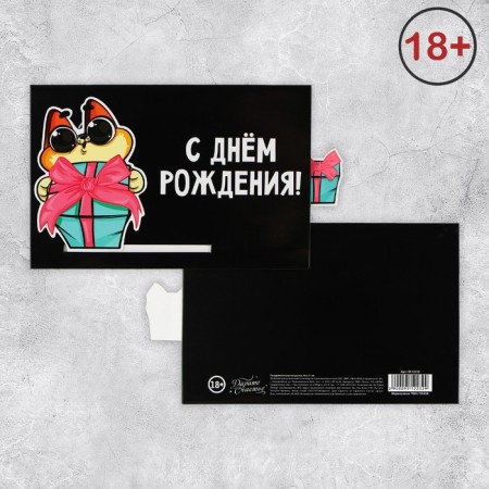 Interactive congratulatory postcard "Gift", cat, 16 x 11 cm-1