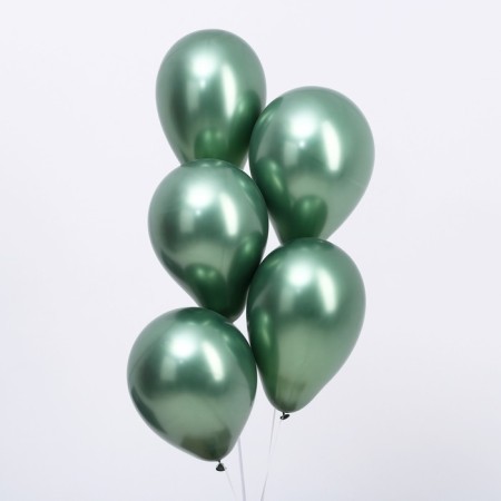 Latex ball 12 ", chrome, set 25 pcs., Natural green color