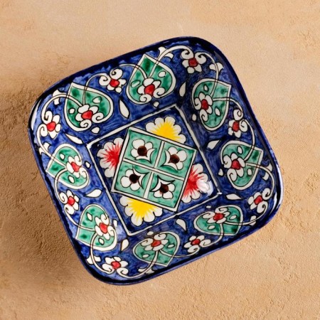 Salennik Rishtan ceramics "Flowers", 13 cm, blue, mix-4
