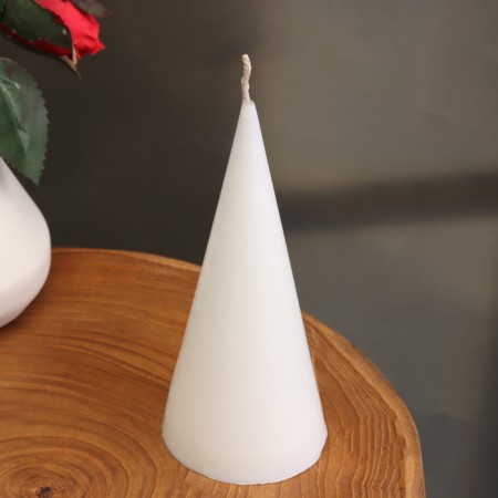 Decorative candle "cone", 6.5x14 cm, white-1