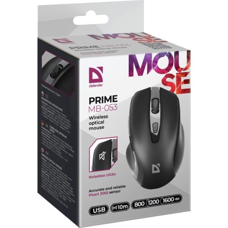 Mouse Defender Prime MB-053, wireless, optical, 1600 dpi, 1xaa (not in compli), black-6