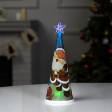 Светодиодная фигура «Ёлка с Дедом Морозом» 7.5 × 21 × 7.5 см, пластик, батарейки CR2032х1, свечение мульти