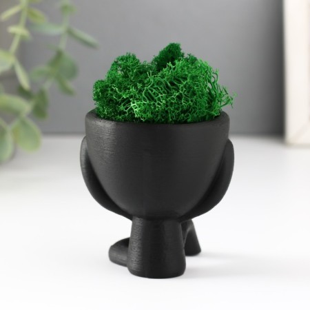 Kashpo concrete mini "Mr. Green" Ivazaru with moss black 5.5x6.5x6.5 cm (moss green stabil.)-3